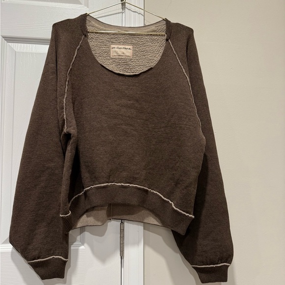 FREE PEOPLE WE THE FREE ESPRESSO BROWN MIDNIGHT PULLOVER
SWEATSHIRT TOP SZ S - Picture 5 of 7